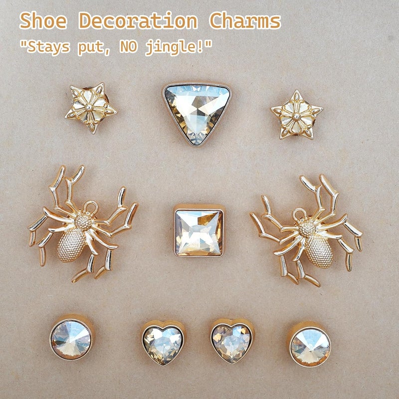 Lugailly Bling Shoe Charms for Girls and Women, Girly Gold Shoe Charms for Clog Sandals, 24 PCS Glitter Pearl Flower Shoes Decoration Bulk, Shoes Chains Pins Charm Accessories - Image 5